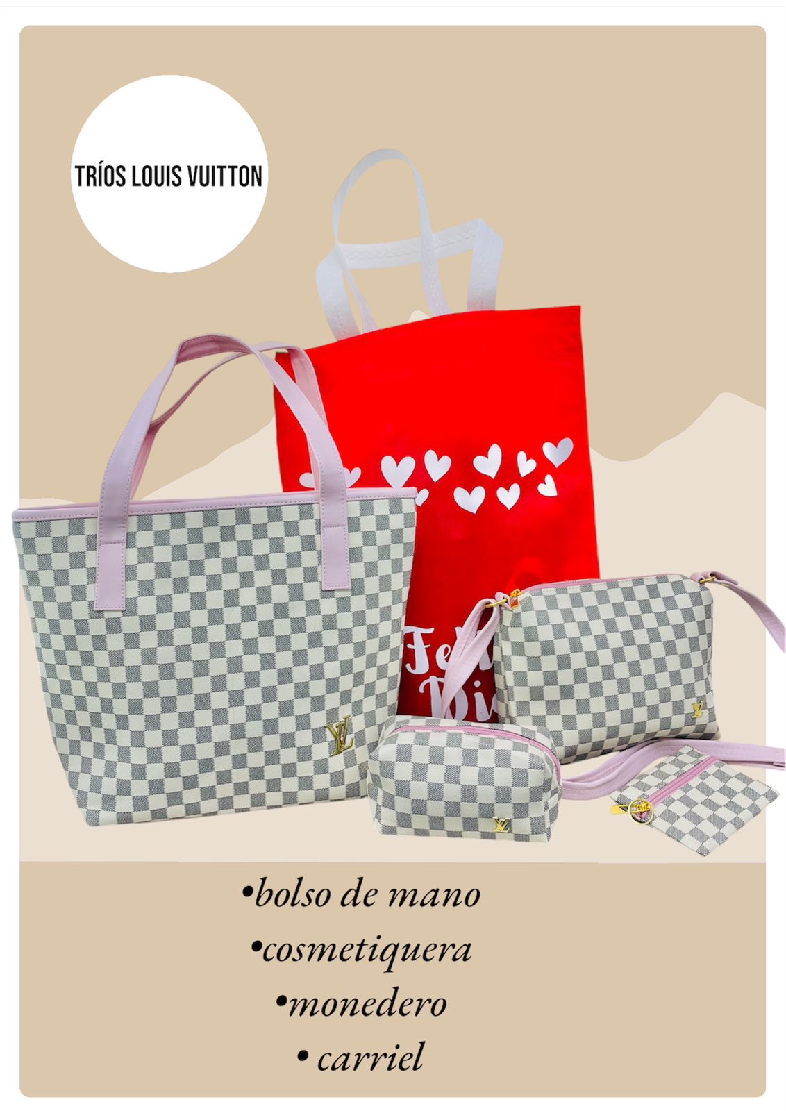 BOLSO DE MANO CUADRICULADO PARA DAMA - LOUIS VUITTON